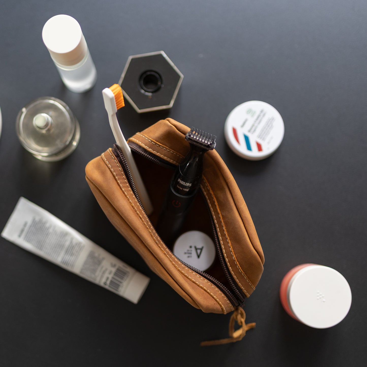 Trousse en cuir
