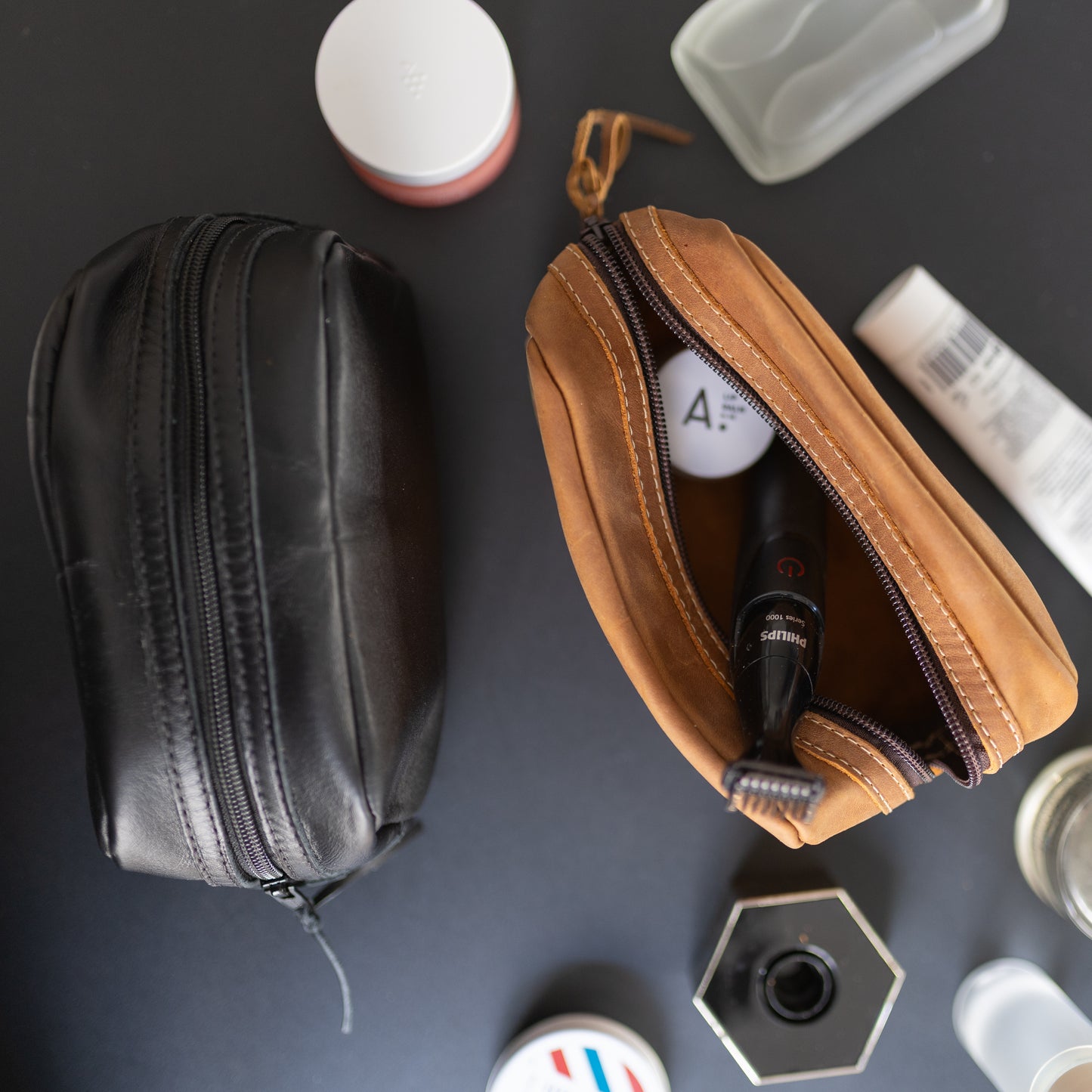 Trousse en cuir