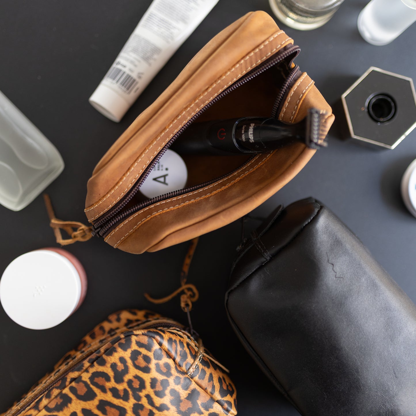 Trousse en cuir